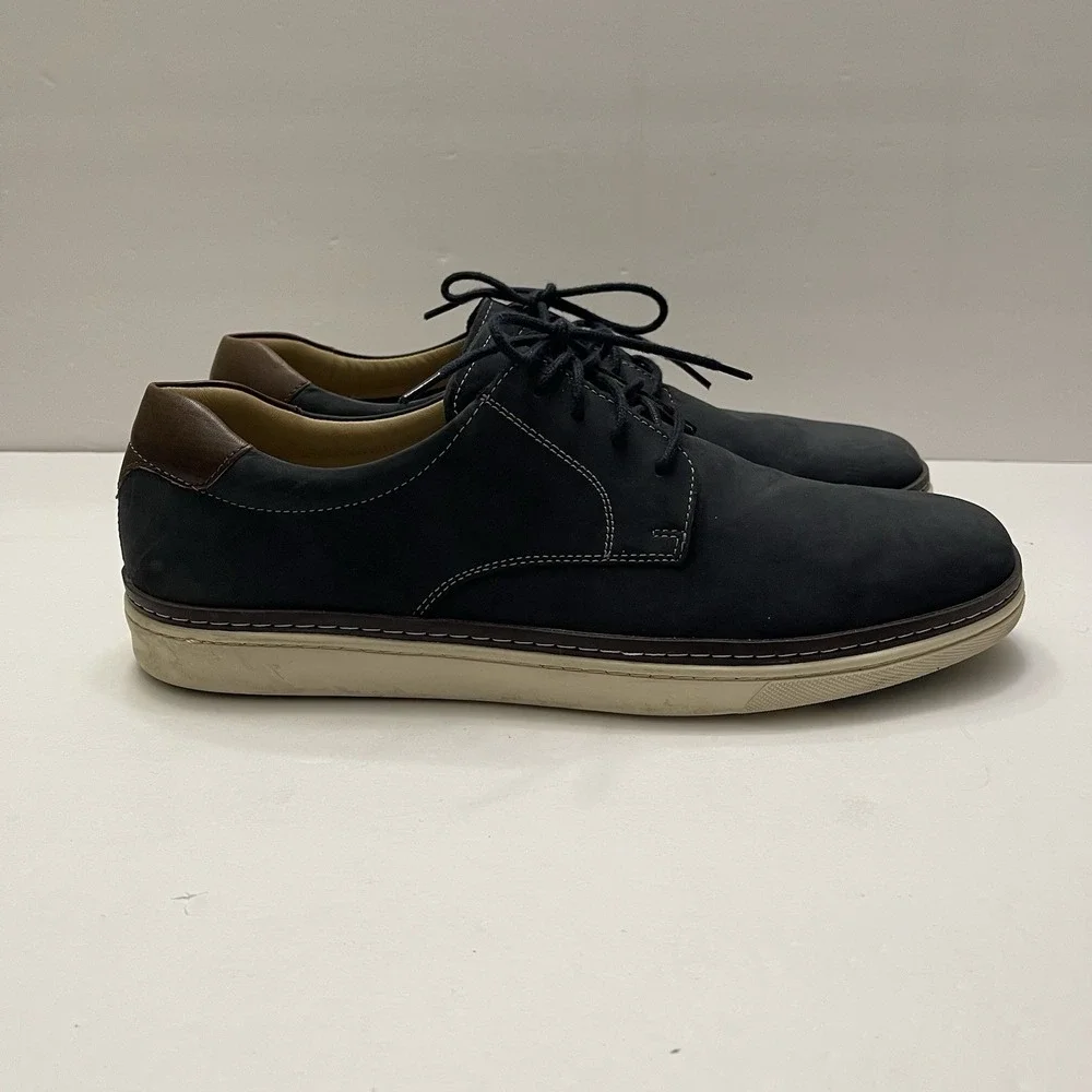 Johnston &‎ Murphy McGuffey Plain Toe Navy Oiled Full Grain Men's Shoe 10.5